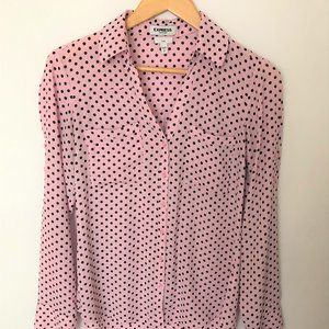EXPRESS Portofino Long-Sleeved Polka Dot Blouse-S